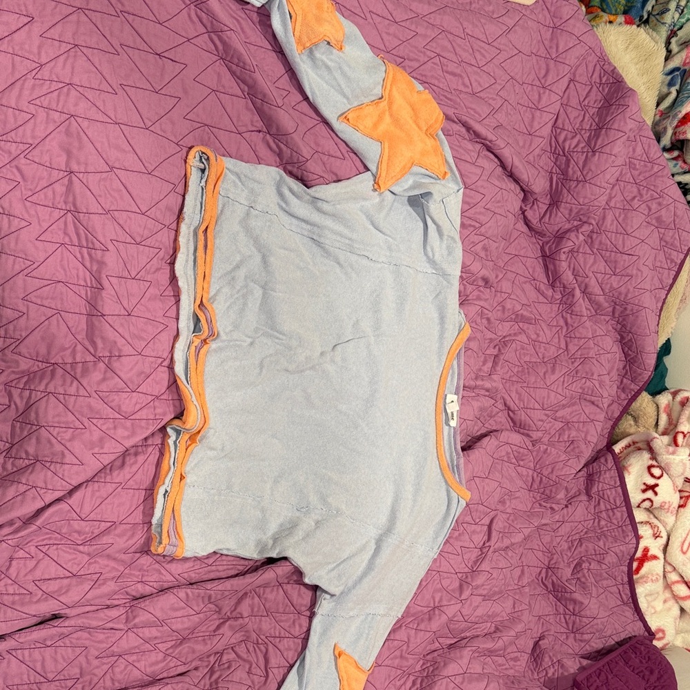 Eesome Lavender and Light Blue Top with Orange Trim